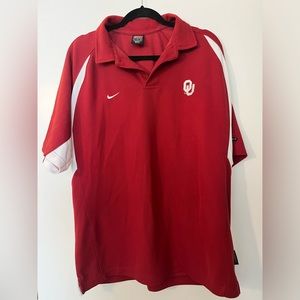 Nike OU Oklahoma Sooners Polo. Dri-fit. Lightweight College gear.